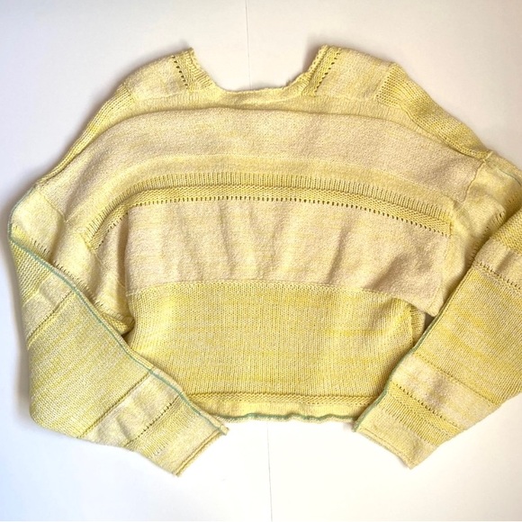 S 🔖 FREE PEOPLE Lemonade Stand Sweater Yellow V-neck - Picture 4 of 9